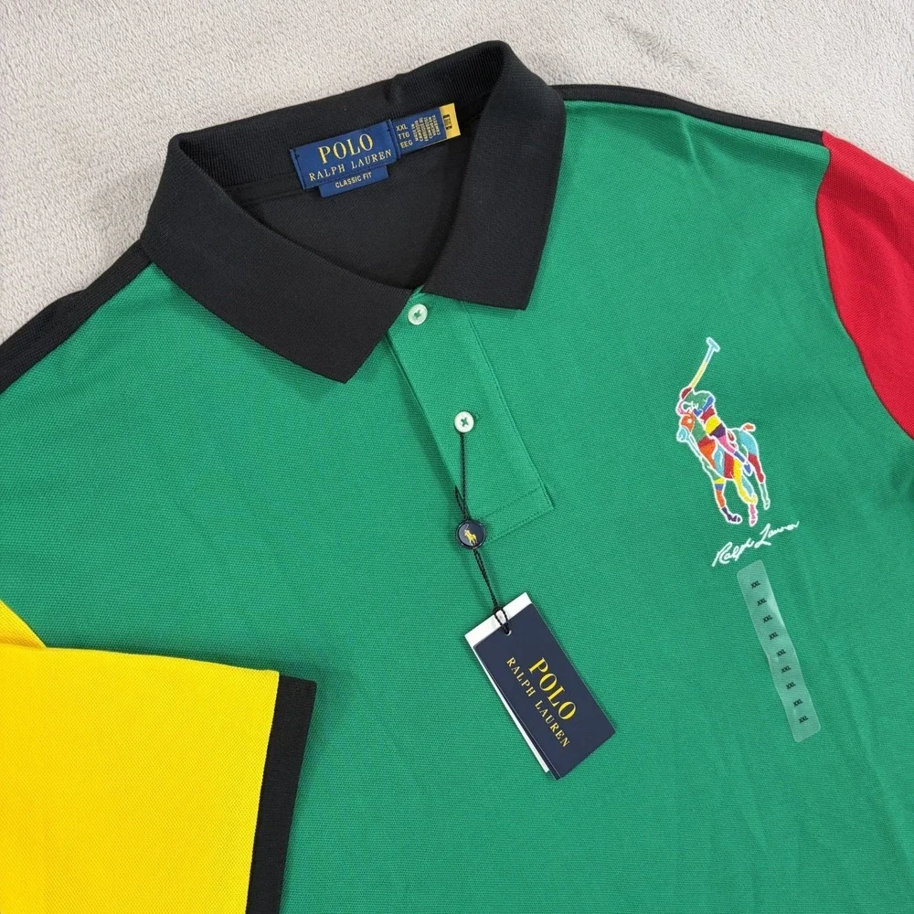 Polo Ralph Lauren Classic Fit Big Pony Polo Shirt Multi ColorBlock Men 2XL NWT
